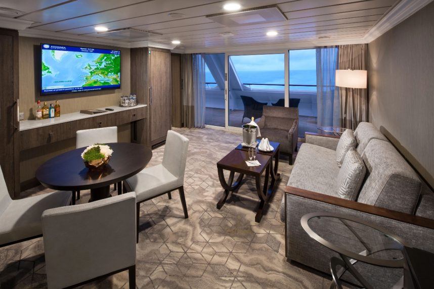 Luxurious cruise ship suite living room