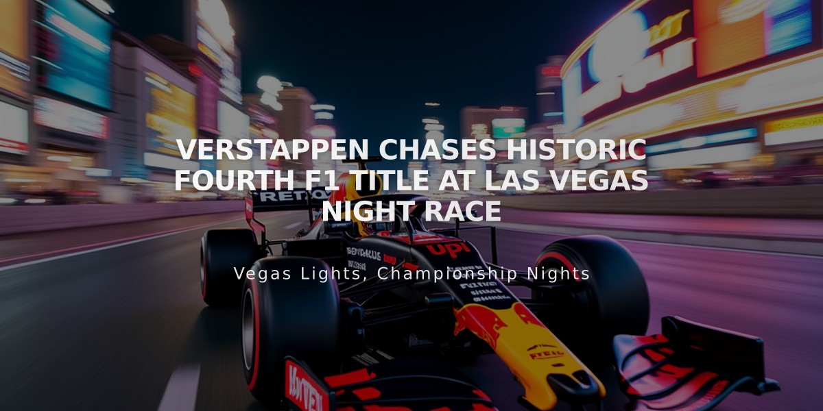 Verstappen Chases Historic Fourth F1 Title at Las Vegas Night Race