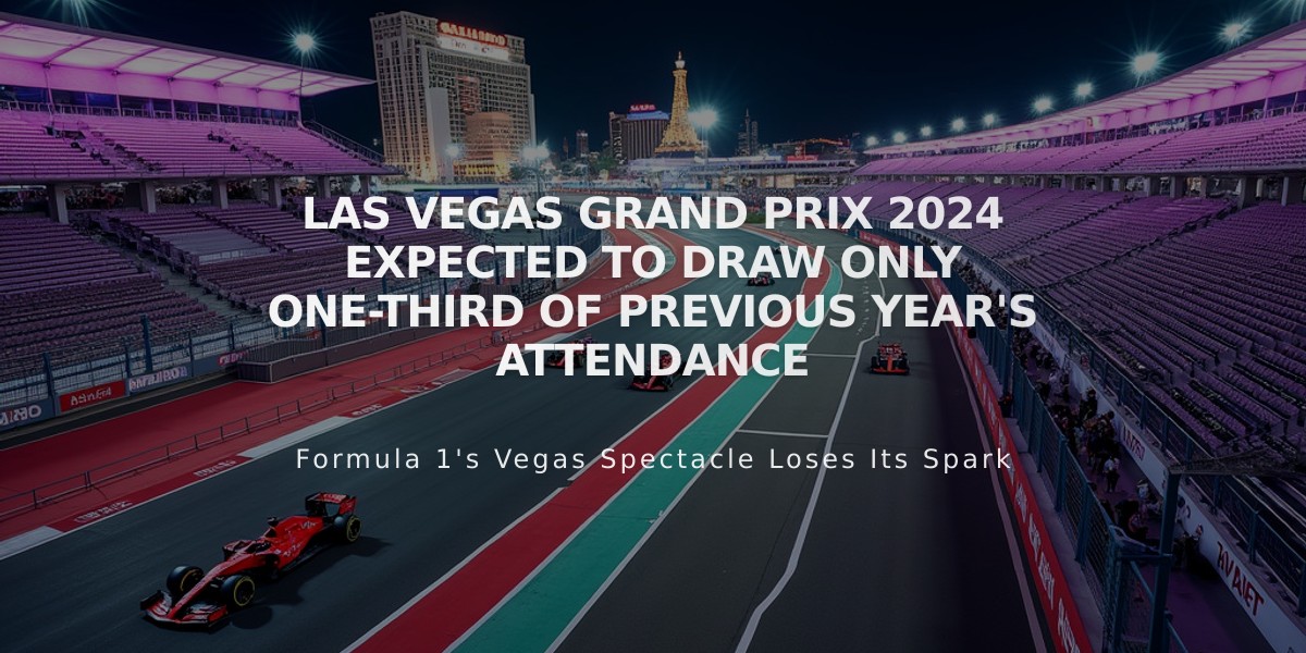 Las Vegas Grand Prix 2024 Expected to Draw Only One-Third of Previous Year's Attendance