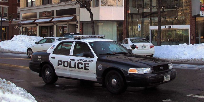 Police vehicle in winter conditions