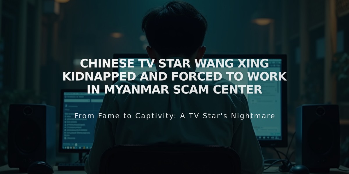 Chinese TV Star Wang Xing Kidnapped and Forced to Work in Myanmar Scam Center