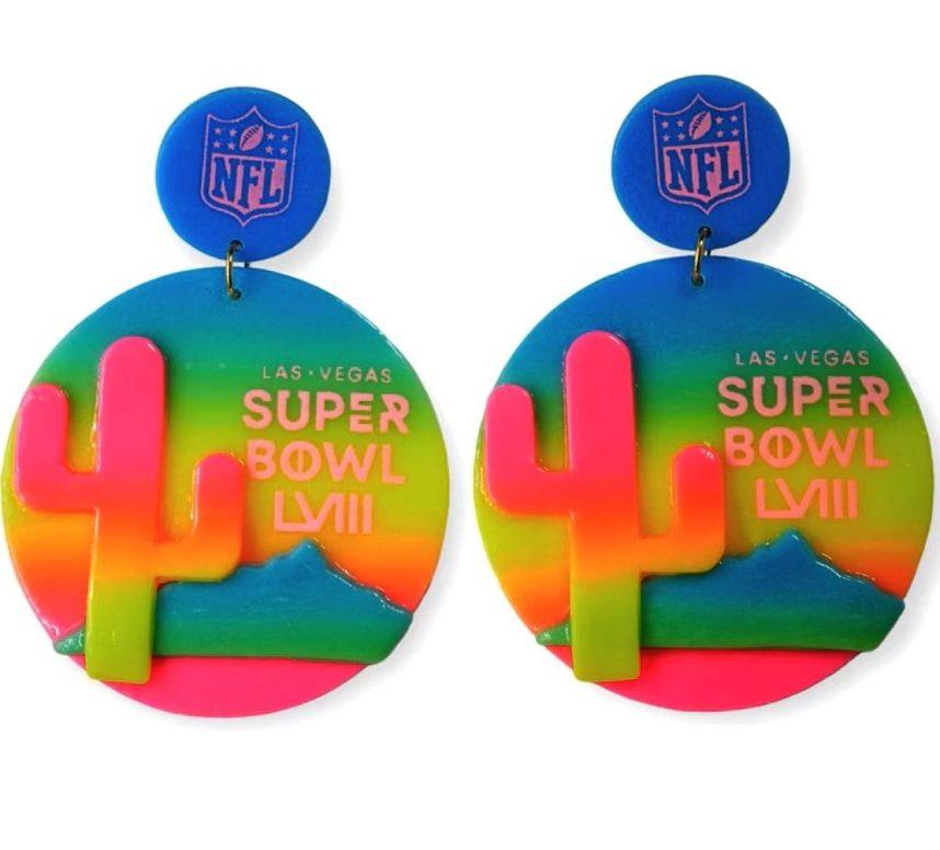 NFL earrings with saguaro cactus design